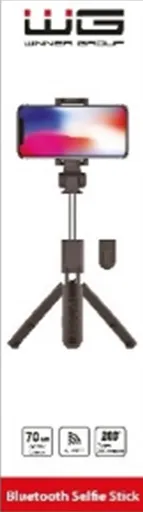 WG - Selfie tyč WG 6, Selfie tyč + tripod, teleskopická, s bluetooth tlačidlom, čierna
