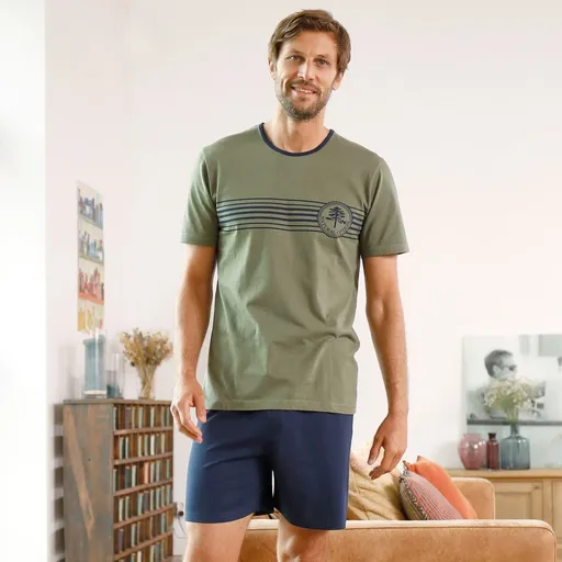 Pyžamo so šortkami a potlačou prúžkov na hrudi