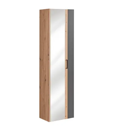 ArtCom Vysoká skrinka do kúpeľne so zrkadlom MADERA Grey 803