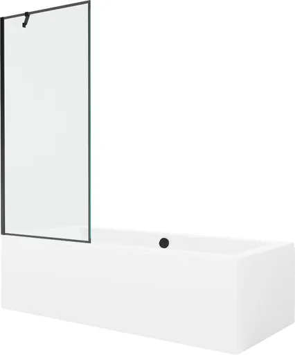 MEXEN/S - Cube obdĺžniková vaňa 180 x 80 cm s panelom + vaňová zástena 80, čierna vzor 550518080X9508007070