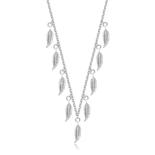 Náhrdelník zo striebra 925 - prívesky s motívom pierok, tenká retiazka