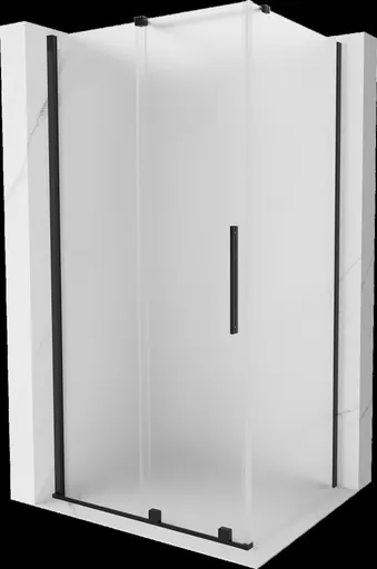 MEXEN/S - Velár sprchovací kút, posuvné dvere 90 x 75, dekor, čierna 871-090-075-31-70