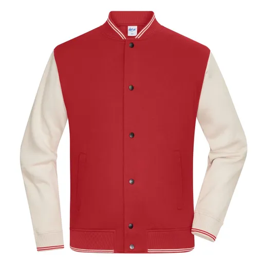 James & Nicholson (Daiber) Dvojfarebná mikina College - Karmínovo červená / pieskovcová | XS