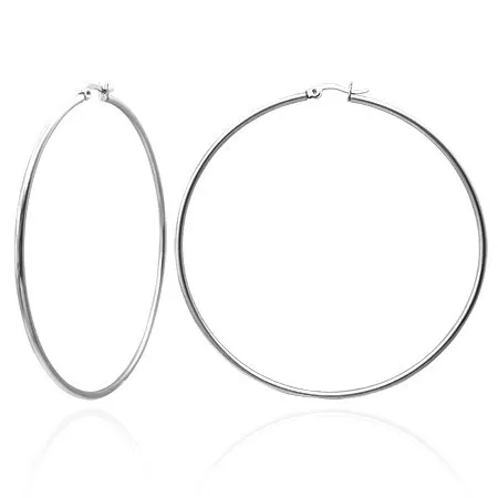 Náušnice z chirurgickej ocele, obruče, strieborná farba, lesklý povrch
