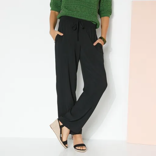 Jednofarebné široké nohavice s pružným pásom