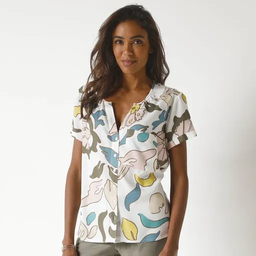 Blúzka s krátkymi rukávmi, maxi potlač