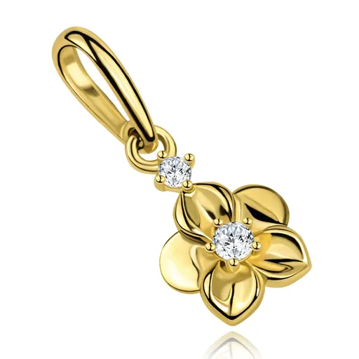 Zlatý prívesok 9K kvet s dvojicou zirkónov