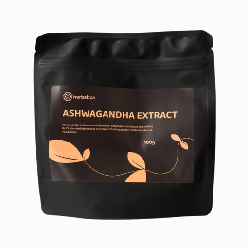 Ashwagandha prášok z koreňa, 7% extrakt - 100 g - Herbatica