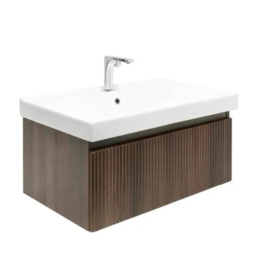 Kúpeľňová skrinka s batériou a umývadlom SAT Evolution 1 78x30x44, 8 cm orech mat SATEVO80NAU1B