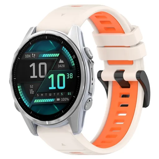 SPORTY Vymeniteľný silikónový remienok Garmin Fenix 8 43mm béžová-oranžová
