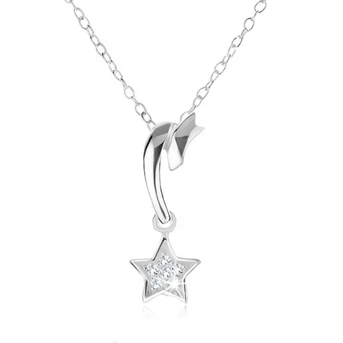 Náhrdelník zo striebra 925 - retiazka a prívesok kométy, číre kamienky