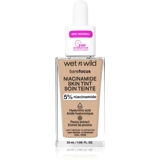 Wet n Wild BareFocus Niacinamide Skin Tint ľahký hydratačný make-up odtieň Light Medium (Cool) 32 ml