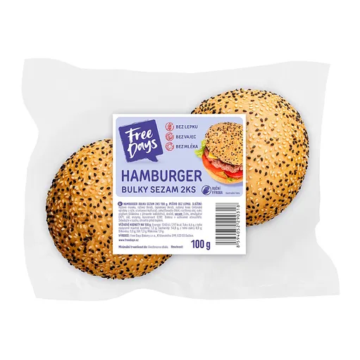 FREE DAYS Bezlepková hamburgerová žemľa sezam 2 kusy