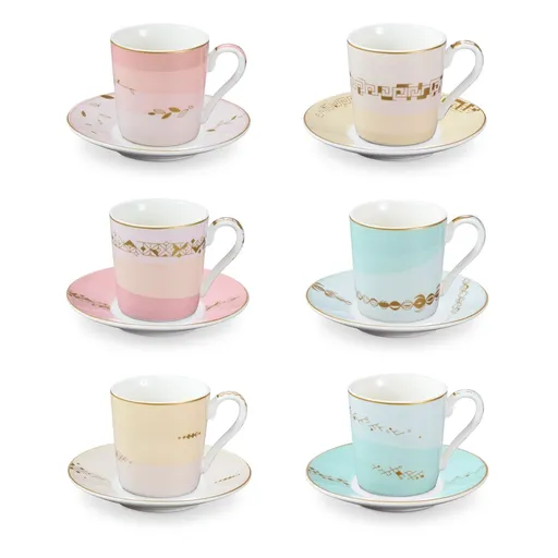 Šálka na espresso s podšálkou myCOFFEE, 6 ks, Romance