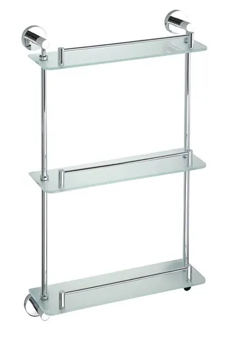 SAPHO XR608 X-Round E sklenená polička trojitá s hrazdou 38 x 67,5 x 13 cm