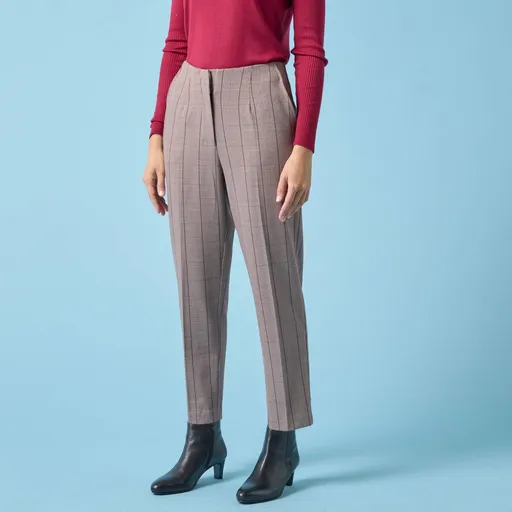 Cigaretové nohavice s glenčekovým vzorom pre nižšiu postavu