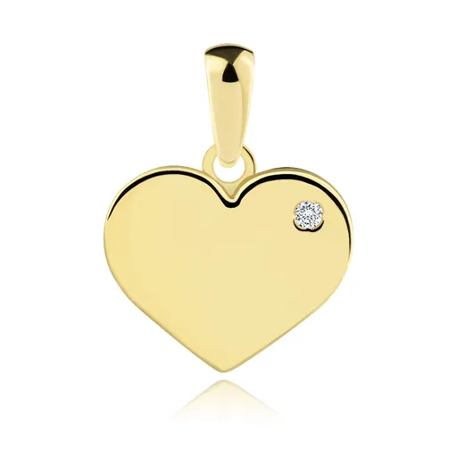 Zlatý prívesok 9K ploché srdce so zirkónom