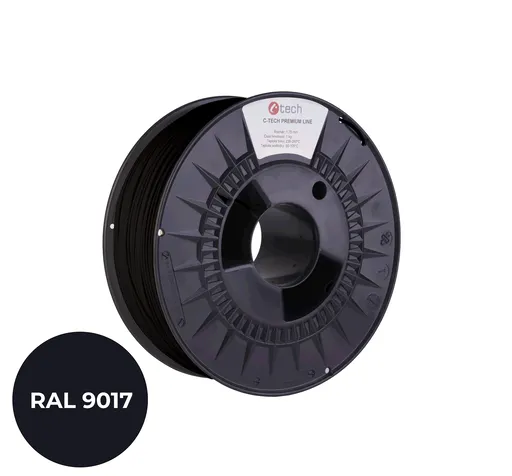 C-Tech 3DF-P-PLA1.75-9017 3D filament, PREMIUM LINE, PLA, dopravná čierna, RAL9017, 1,75mm, 1kg