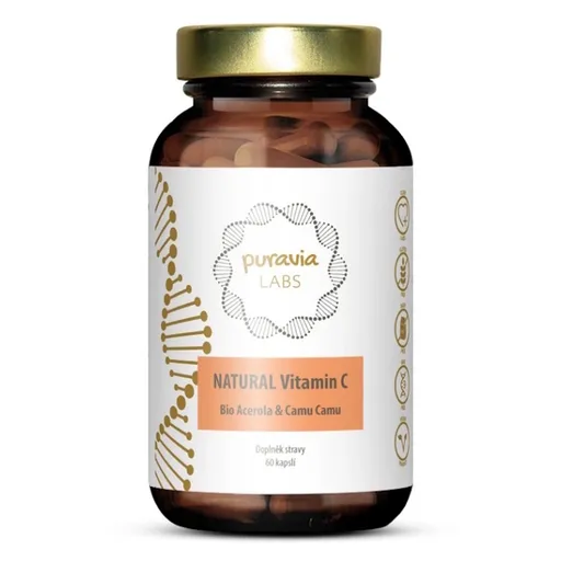 PURAVIA LABS Prírodný vitamín C (bio acerola) s Camu Camu 60 kapsúl