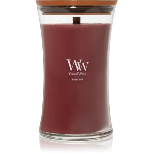 Woodwick Opulent Wood Rouge Oud vonná sviečka s dreveným knotom 609.5 g