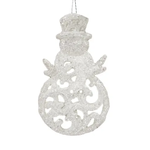 ArtFir Vianočná dekorácia SNEHULIAK 59 | strieborná 12 x 7 cm