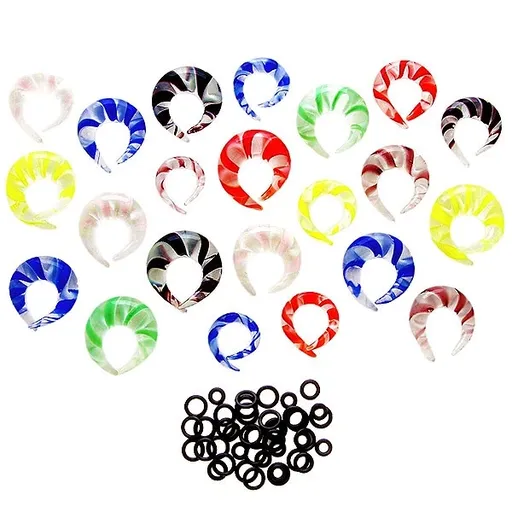 Expander do ucha s gumičkou - skrútené volie rožky - Hrúbka piercingu: 10 mm, Farba: Zelená