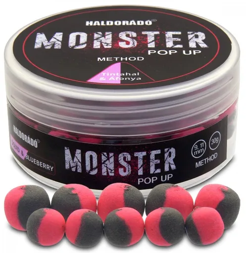 Haldorádó plávajúce boilie pop-up method monster 30 g 9 + 11 mm - kalamáre čučoriedka