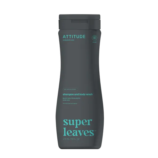 ATTITUDE Super leaves s detoxikačným účinkom proti lupinám prírodný pánsky šampón & telové mydlo 2 v 1 473 ml