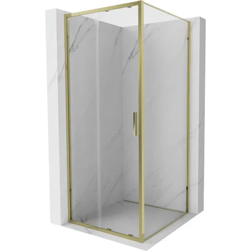 MEXEN/S - Exo sprchovací kút, posuvné dvere 90 x 90, transparent, zlato 8151-090-090-50-00
