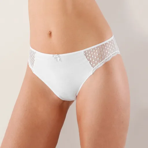 Súprava 2 jednofarebných midi nohavičiek Coria z bavlny a čipky