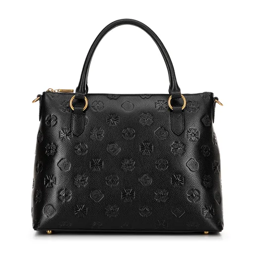 Kožená shopperka so vzorom čierno-zlatá 100-4E-624-1G