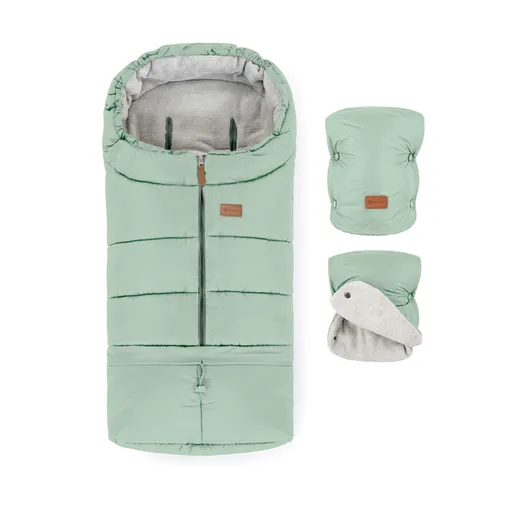 PETITE&MARS Set zimný fusak Jibot 3v1 + rukavice na kočík Jasie Pale Eucalypt,PETITE&MARS Set zimný fusak Jibot 3v1 + rukavice na kočík Jasie Pale Euc