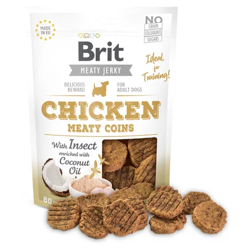 BRIT Jerky Chicken with Insect Meaty Coins maškrty pre psov 1 ks, Hmotnosť balenia: 80 g