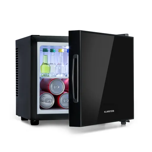 Klarstein Frosty, mini chladnička, 10 l, energet. trieda A, dvere so zrkadlovým sklom, čierna