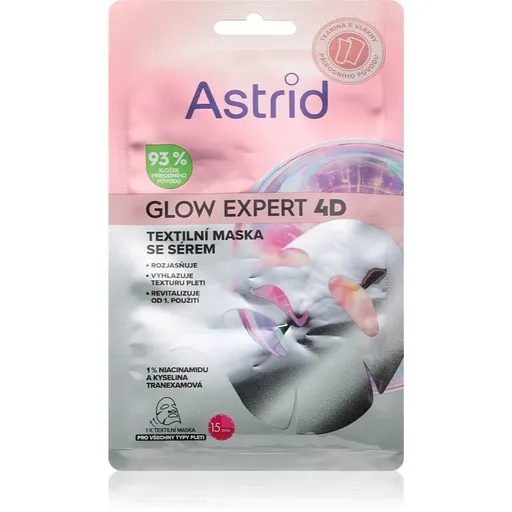 Astrid Glow Expert plátenná maska pre rozjasnenie a vyhladenie pleti 1 ks