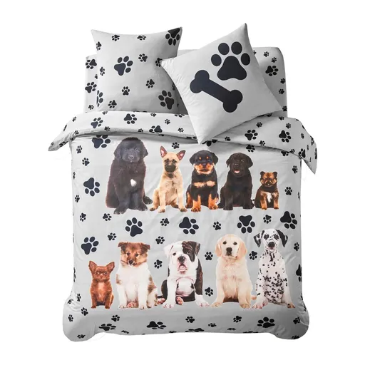 Bavlnená posteľná bielizeň Fideles, potlač šteniatok