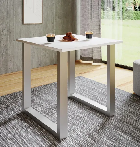 VCM Jídelní stůl Xona 80x80 U-nohy, bílý