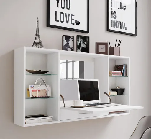 VCM Toaletní stolek se zrcadlem Teala, bílý