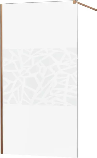 MEXEN/S - KIOTO Sprchová zástena WALK-IN 80x200 cm 8 mm, růžové zlato, biely vzor 800-080-101-60-85