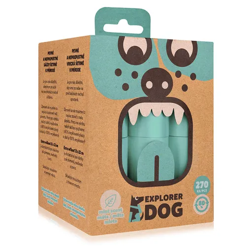 EXPLORER DOG Vrecká recyklované na psie exkrementy s vôňou mäty 270 ks