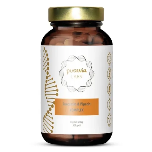 PURAVIA LABS Kurkumín a piperín komplex 90 kapsúl