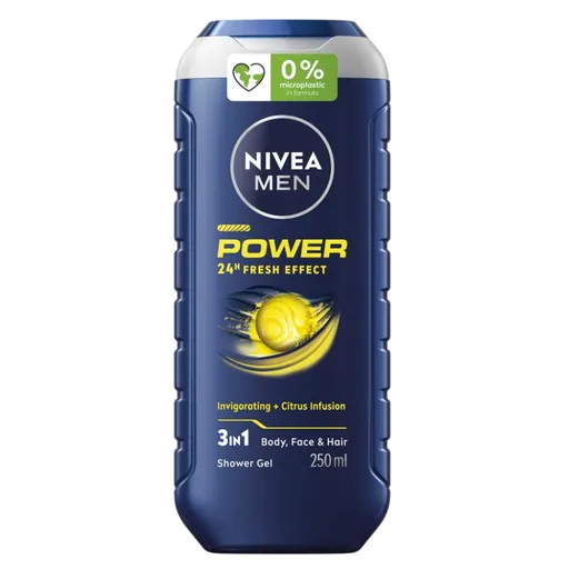 NIVEA Men Power Refresh Sprchový gél na telo, tvár a vlasy 250 ml
