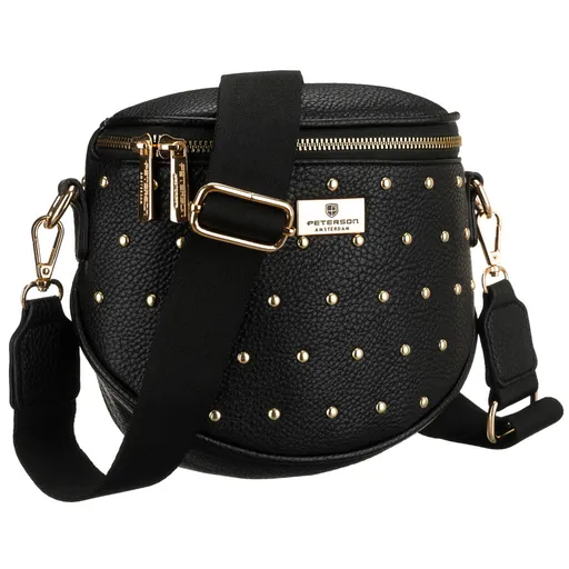 Čierna dámska ľadvinka z ekologickej kože so zdobením cvokmi