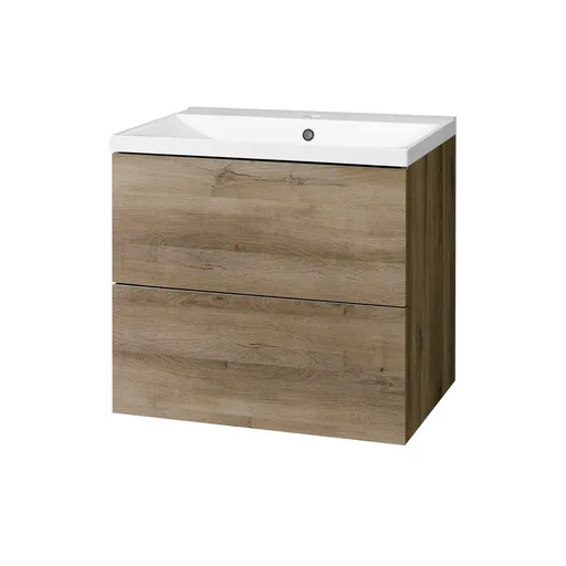 Mereo Aira, kúpeľňová skrinka s umývadlom z liateho mramoru 61 cm, dub Halifax CN740M