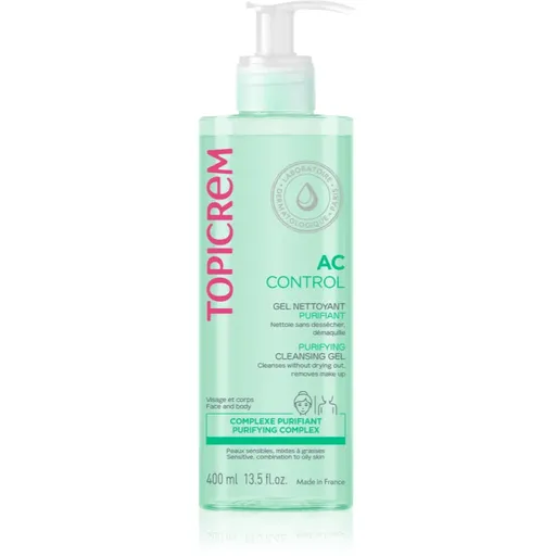 Topicrem AC Purifying Cleansing Gel hĺbkovo čistiaci gél pre mastnú citlivú pleť 400 ml