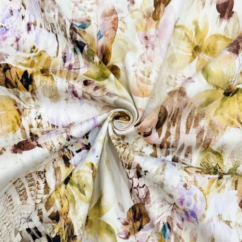 Bavlnená látka SATIN Maui yellow digital print