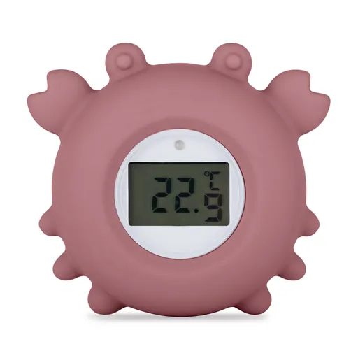 PETITE&MARS Teplomer silikónový digitálny do vody Crab Caleb Dusty Rose 0m+