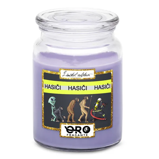 Sviečka Evolúcia – hasiči (Vôňa sviečky: Levanduľa)