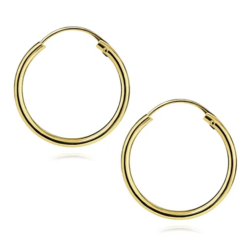 Zlaté náušnice 14K v tvare jednoduchých hladkých kruhov, 17 mm