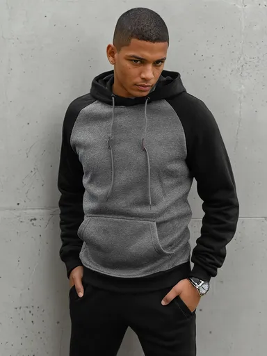 Tmavo-sivá klasická mikina s kapucňou